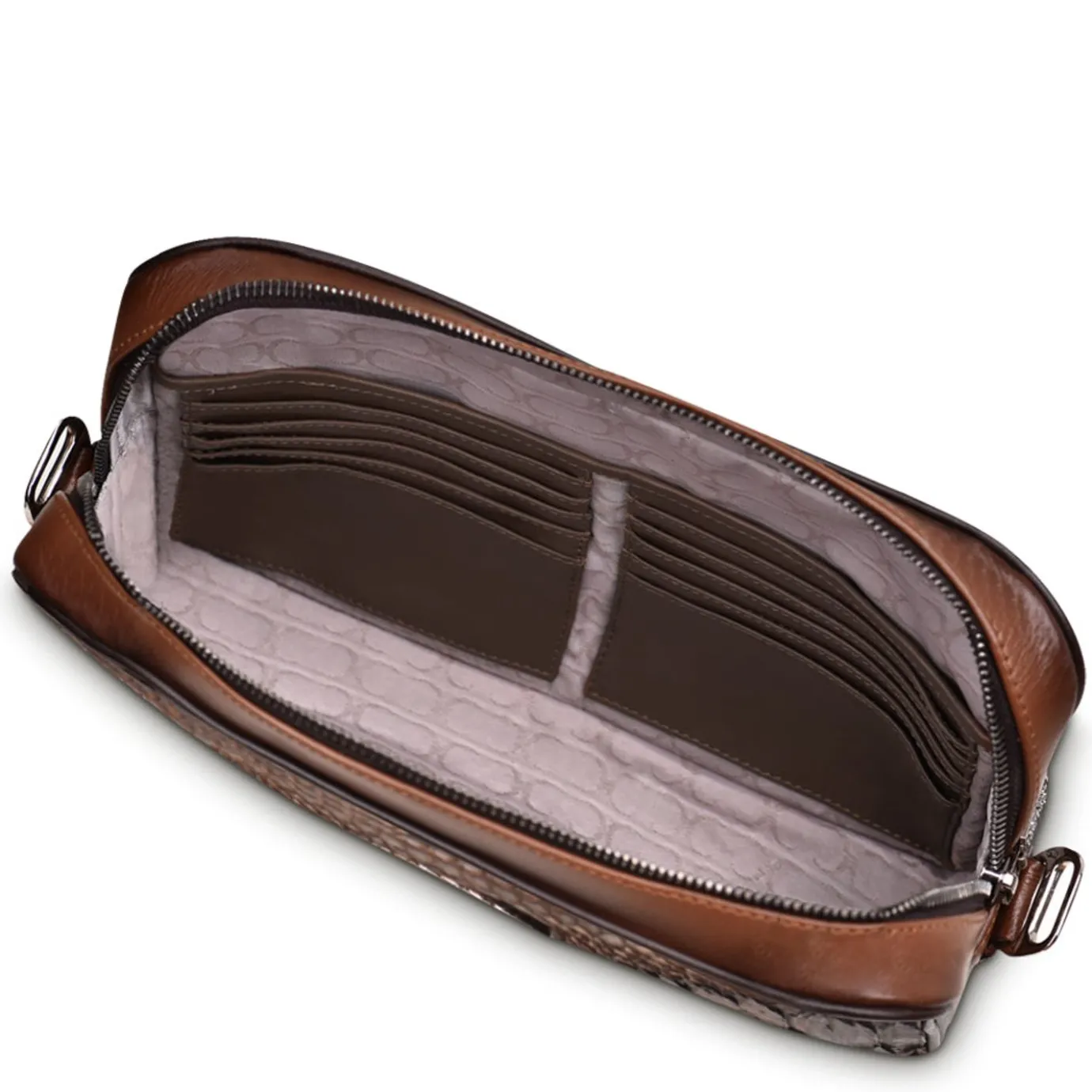 Men Cuadra Handbags-Handmade Brown Leather Document Bag