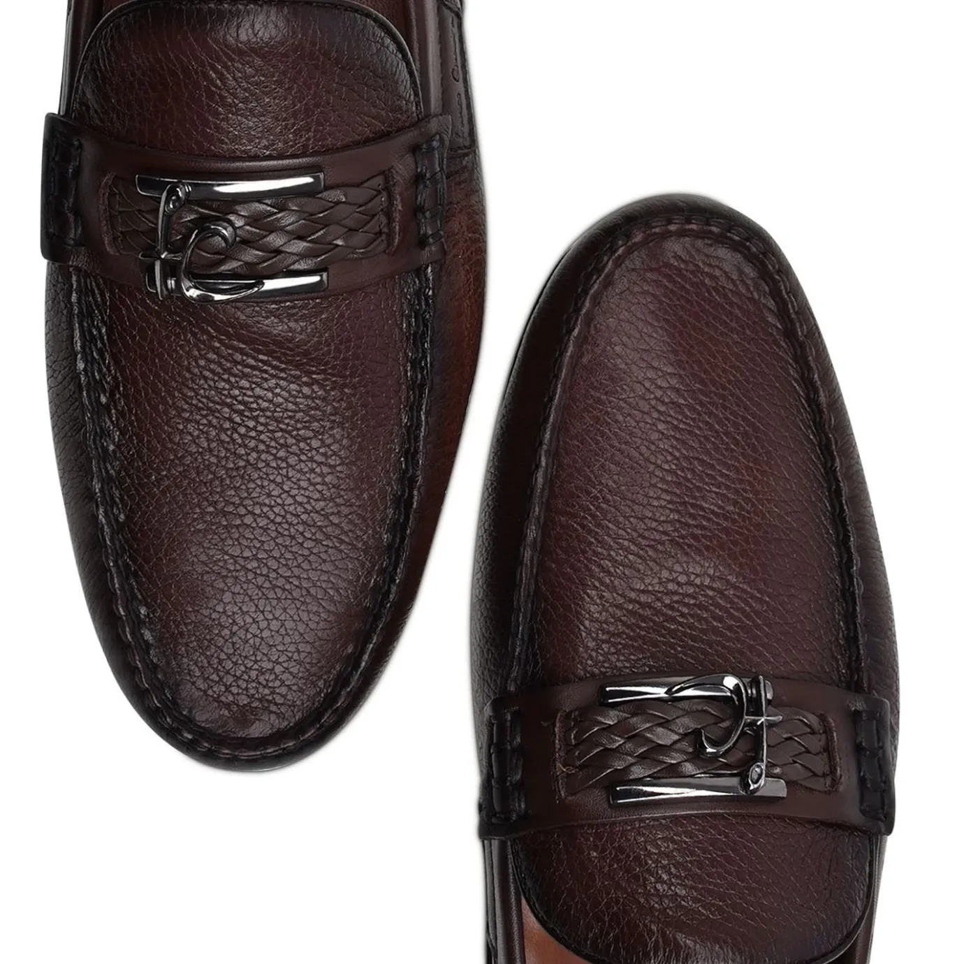 Men Cuadra Loafers & Driving Shoes-Hand-Made Brown Leather Driver