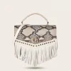 Women Cuadra Crossbody Bags-Handmade White Exotic Leather Casual Handbag