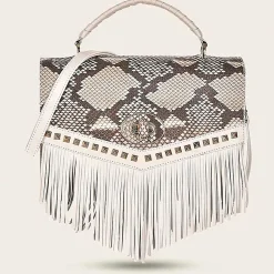 Women Cuadra Crossbody Bags-Handmade White Exotic Leather Casual Handbag