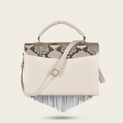 Women Cuadra Crossbody Bags-Handmade White Exotic Leather Casual Handbag