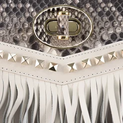 Women Cuadra Crossbody Bags-Handmade White Exotic Leather Casual Handbag