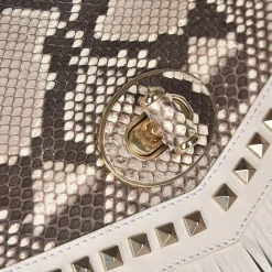 Women Cuadra Crossbody Bags-Handmade White Exotic Leather Casual Handbag