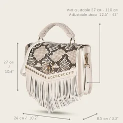 Women Cuadra Crossbody Bags-Handmade White Exotic Leather Casual Handbag