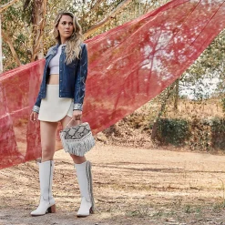 Women Cuadra Crossbody Bags-Handmade White Exotic Leather Casual Handbag