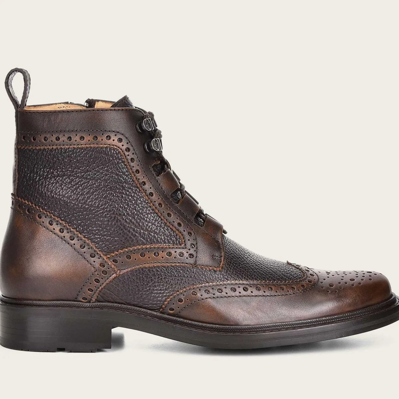 Men Cuadra Dress Boots-Hand-Painted Bi Tone Leather Ankle Boots By Franco