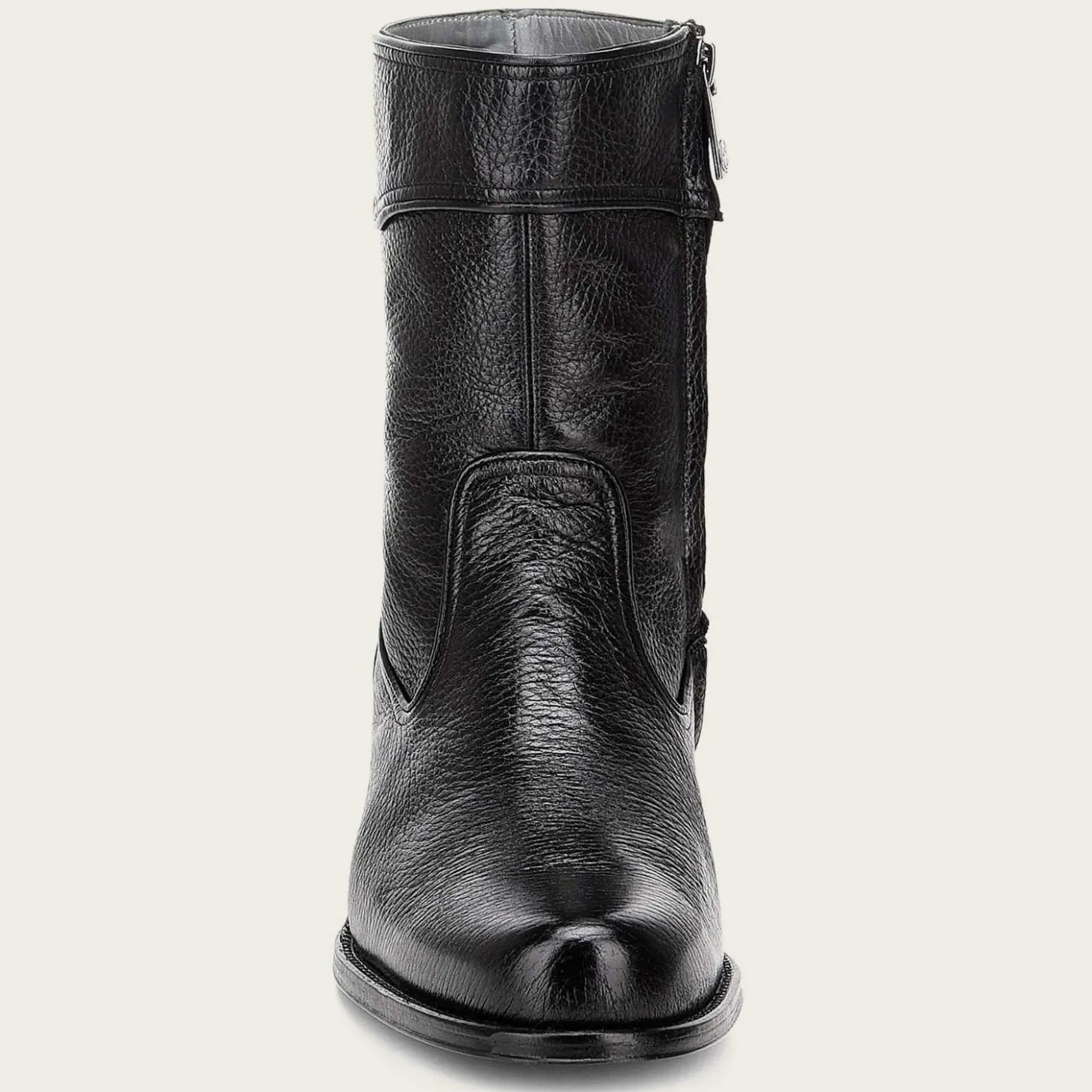 Men Cuadra Dress Boots-Hand-Painted Black Deer Leather Boots By Franco