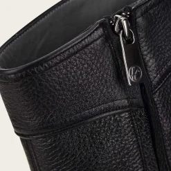 Men Cuadra Dress Boots-Hand-Painted Black Deer Leather Boots By Franco