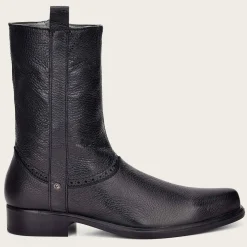 Men Cuadra Dress Boots-Hand-Painted Black Leather Boot