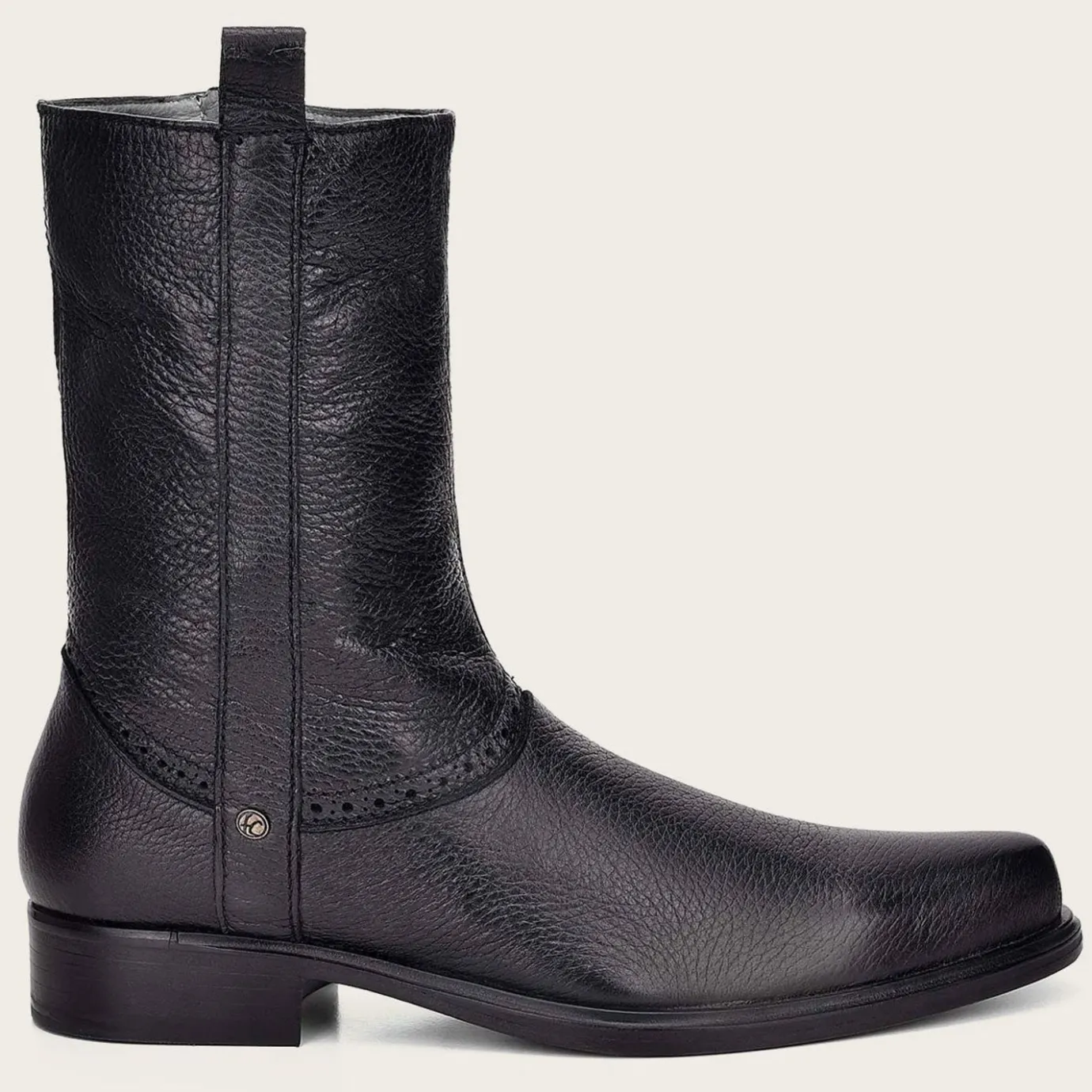 Men Cuadra Dress Boots-Hand-Painted Black Leather Boot