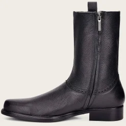 Men Cuadra Dress Boots-Hand-Painted Black Leather Boot