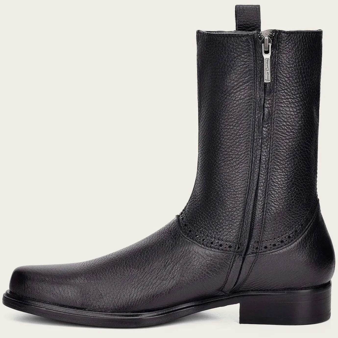 Men Cuadra Dress Boots-Hand-Painted Black Leather Boot