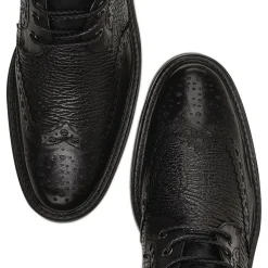 Men Cuadra Dress Boots-Hand-Painted Black Shark Leather Ankle Boots By Franco