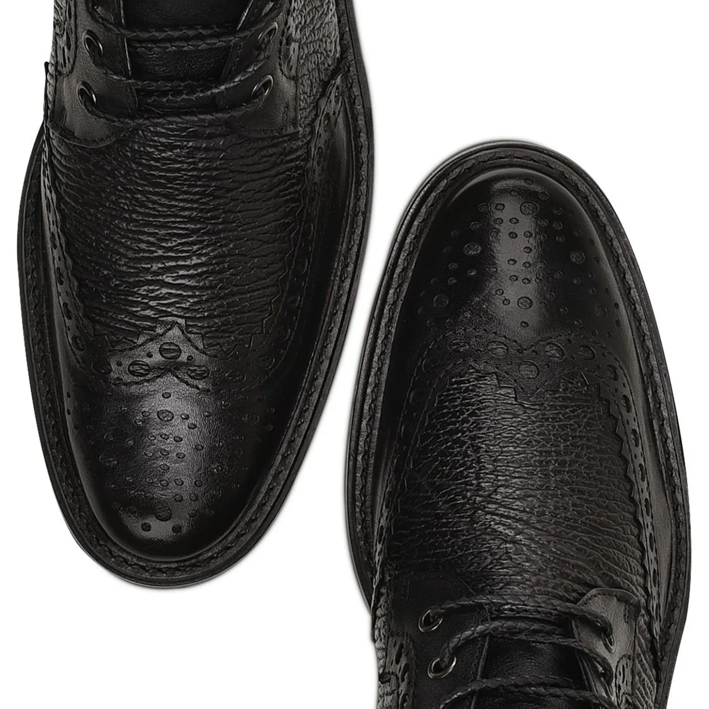 Men Cuadra Dress Boots-Hand-Painted Black Shark Leather Ankle Boots By Franco