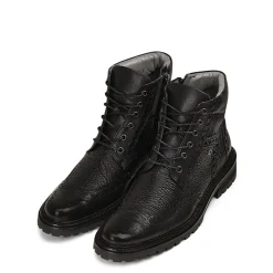 Men Cuadra Dress Boots-Hand-Painted Black Shark Leather Ankle Boots By Franco