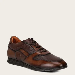 Men Cuadra Sneakers-Hand-Painted Brown Bristol Leather Sneakers
