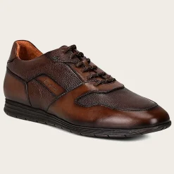 Men Cuadra Sneakers-Hand-Painted Brown Bristol Leather Sneakers