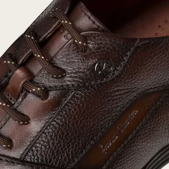 Men Cuadra Sneakers-Hand-Painted Brown Bristol Leather Sneakers