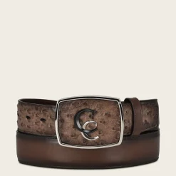 Men Cuadra Belts-Hand-Painted Brown Exotic Leather Western Belt With Double Metal Insert