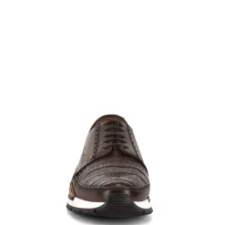 Men Cuadra Sneakers-Hand-Painted Brown Exotic Leather Sneakers