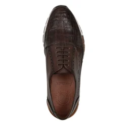 Men Cuadra Sneakers-Hand-Painted Brown Exotic Leather Sneakers