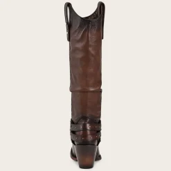 Women Cuadra Western Boots-Hand-Painted Brown Leather Boot With Austrian Crystals