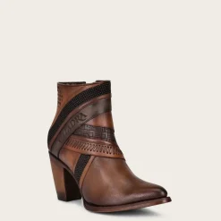 Women Cuadra Ankle Boots & Booties-Hand-Painted Brown Leather Ankle Bootie