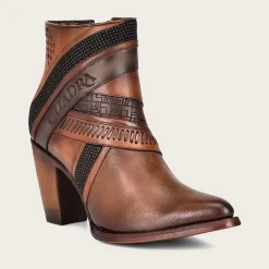 Women Cuadra Ankle Boots & Booties-Hand-Painted Brown Leather Ankle Bootie
