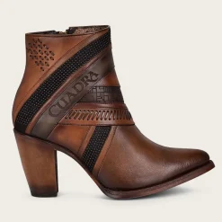 Women Cuadra Ankle Boots & Booties-Hand-Painted Brown Leather Ankle Bootie
