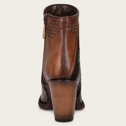 Women Cuadra Ankle Boots & Booties-Hand-Painted Brown Leather Ankle Bootie