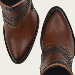 Women Cuadra Ankle Boots & Booties-Hand-Painted Brown Leather Ankle Bootie