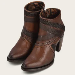 Women Cuadra Ankle Boots & Booties-Hand-Painted Brown Leather Ankle Bootie