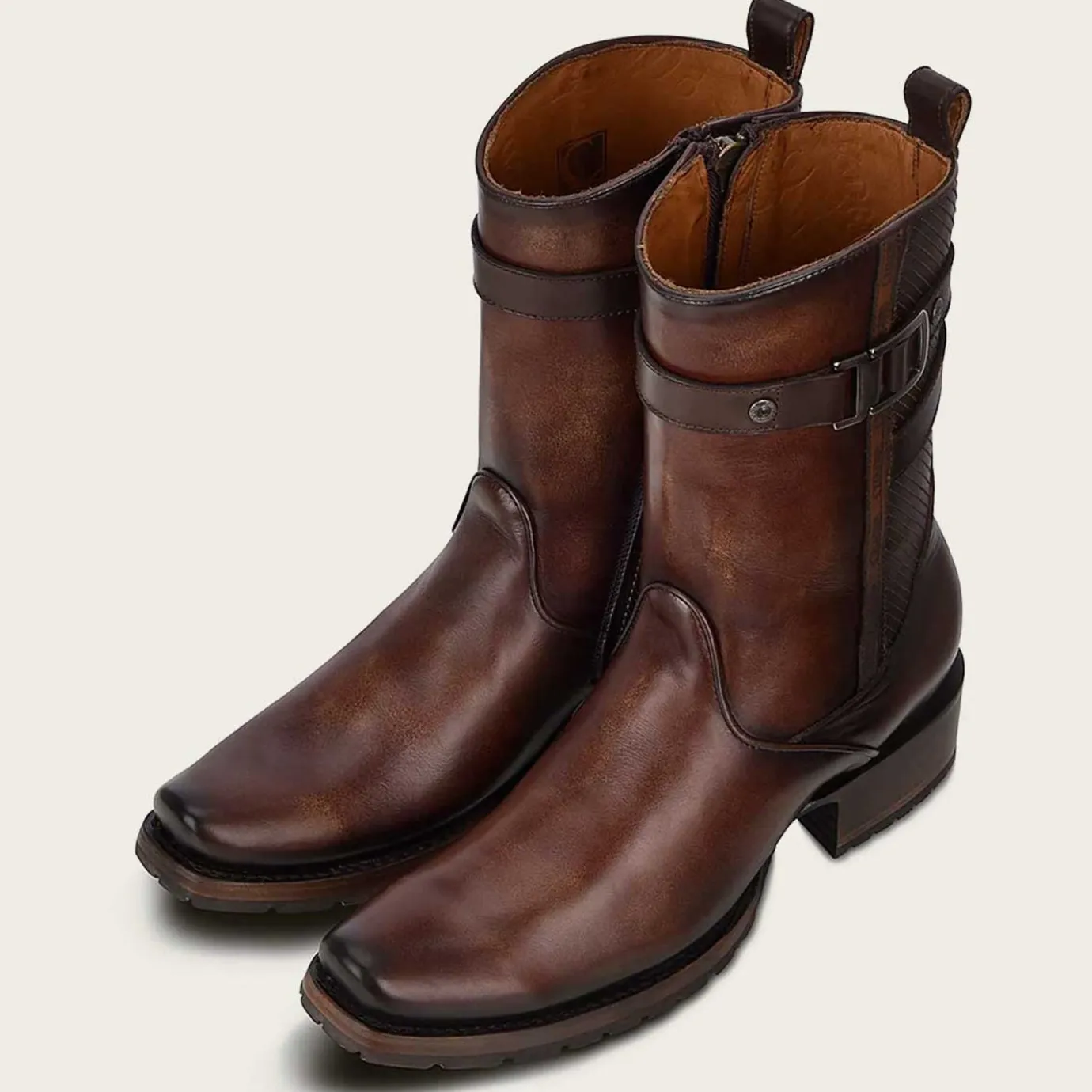 Men Cuadra Urban & Casual Boots-Hand-Painted Brown Men'S Leather Boots
