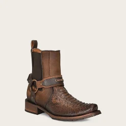 Men Cuadra Urban & Casual Boots-Hand-Painted Brown Python Leather Ankle Boots