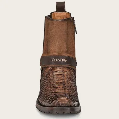 Men Cuadra Urban & Casual Boots-Hand-Painted Brown Python Leather Ankle Boots