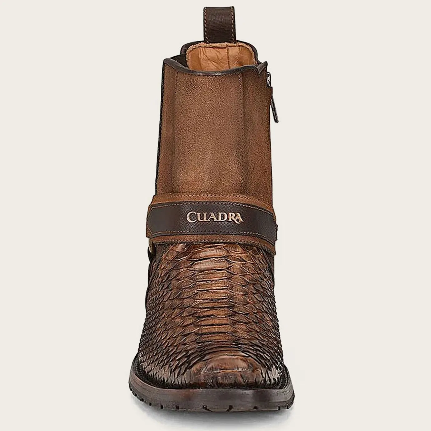 Men Cuadra Urban & Casual Boots-Hand-Painted Brown Python Leather Ankle Boots