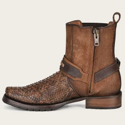 Men Cuadra Urban & Casual Boots-Hand-Painted Brown Python Leather Ankle Boots