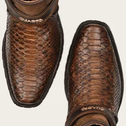 Men Cuadra Urban & Casual Boots-Hand-Painted Brown Python Leather Ankle Boots