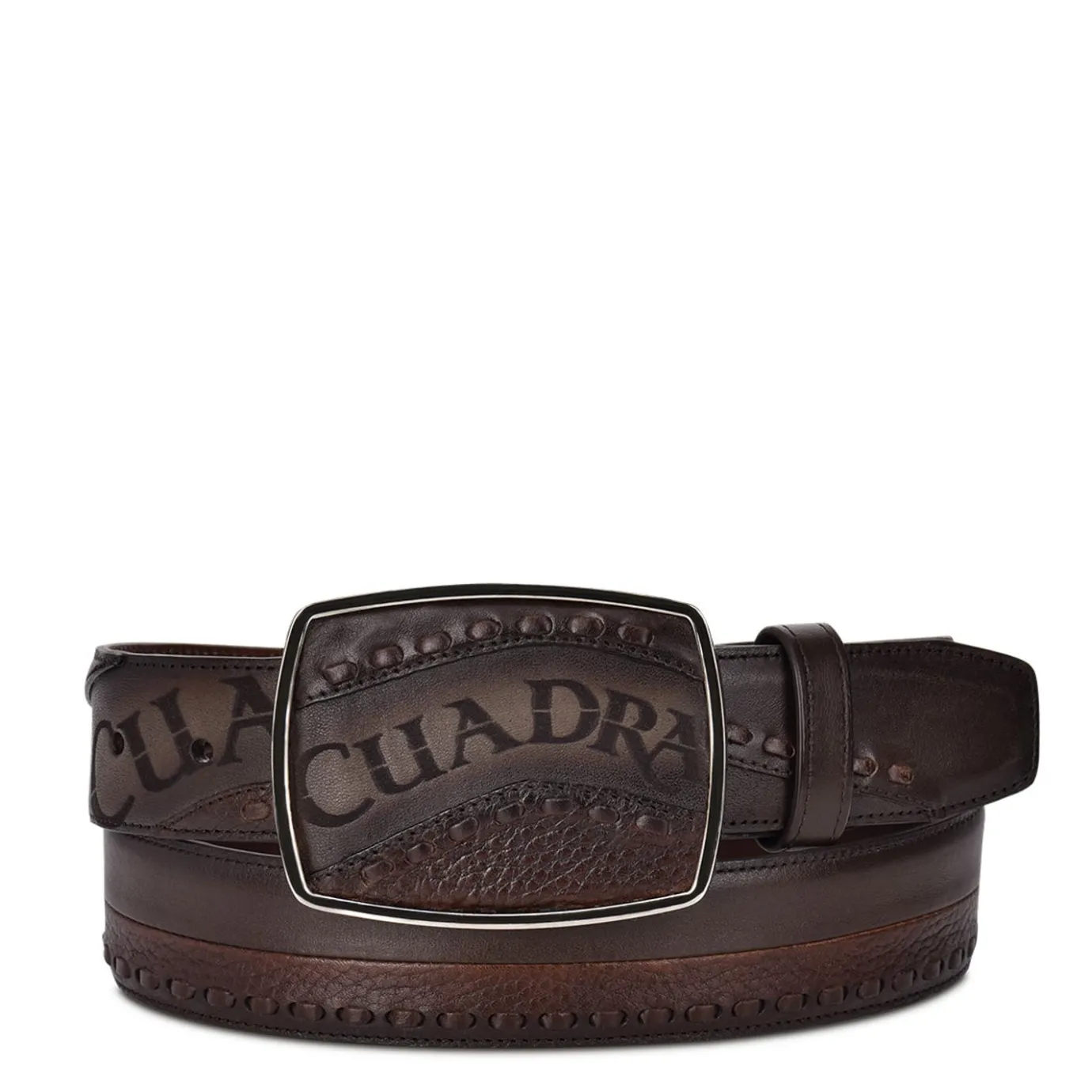 Men Cuadra Belts-Hand-Painted Chocolate Brown Leather Western Belt