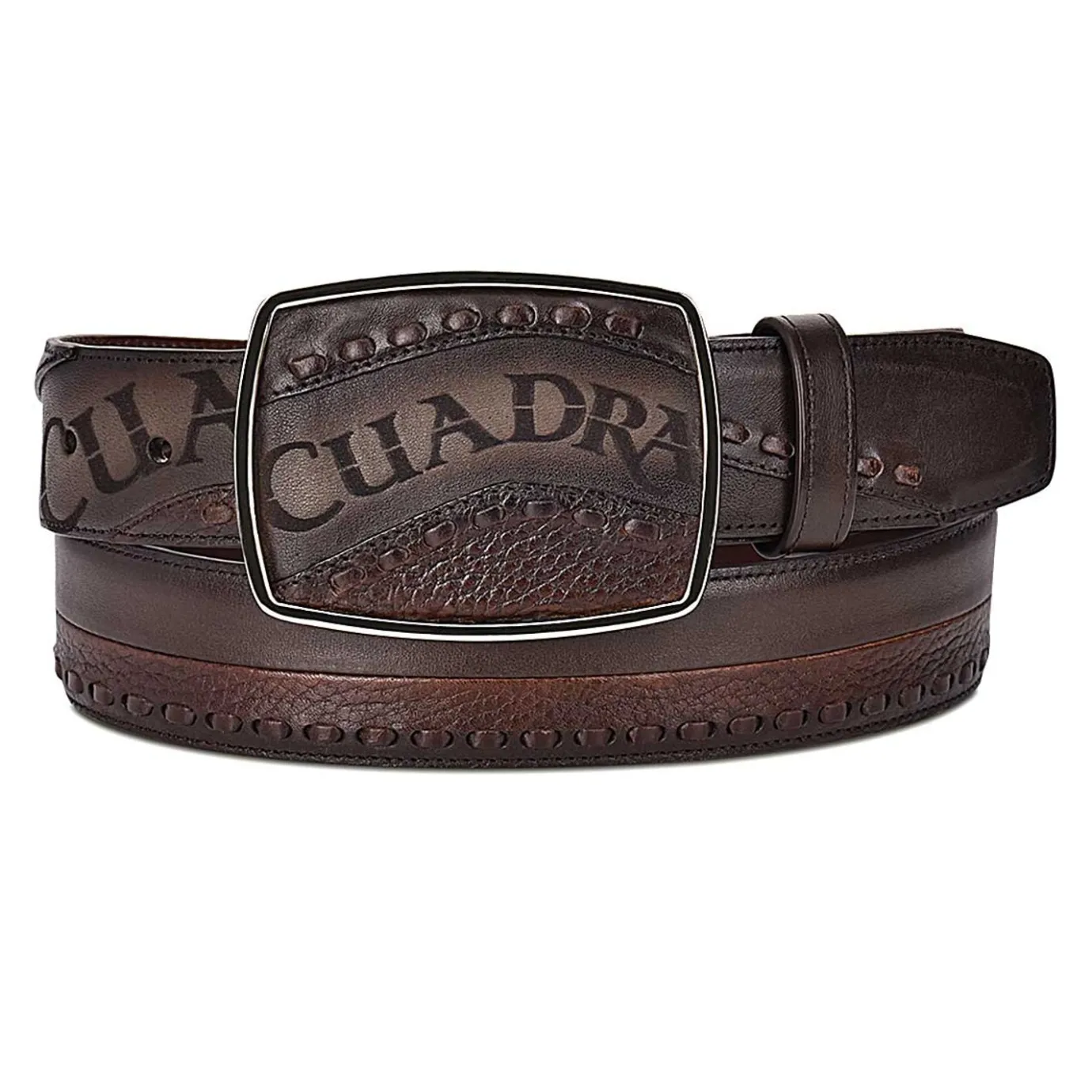 Men Cuadra Belts-Hand-Painted Chocolate Brown Leather Western Belt