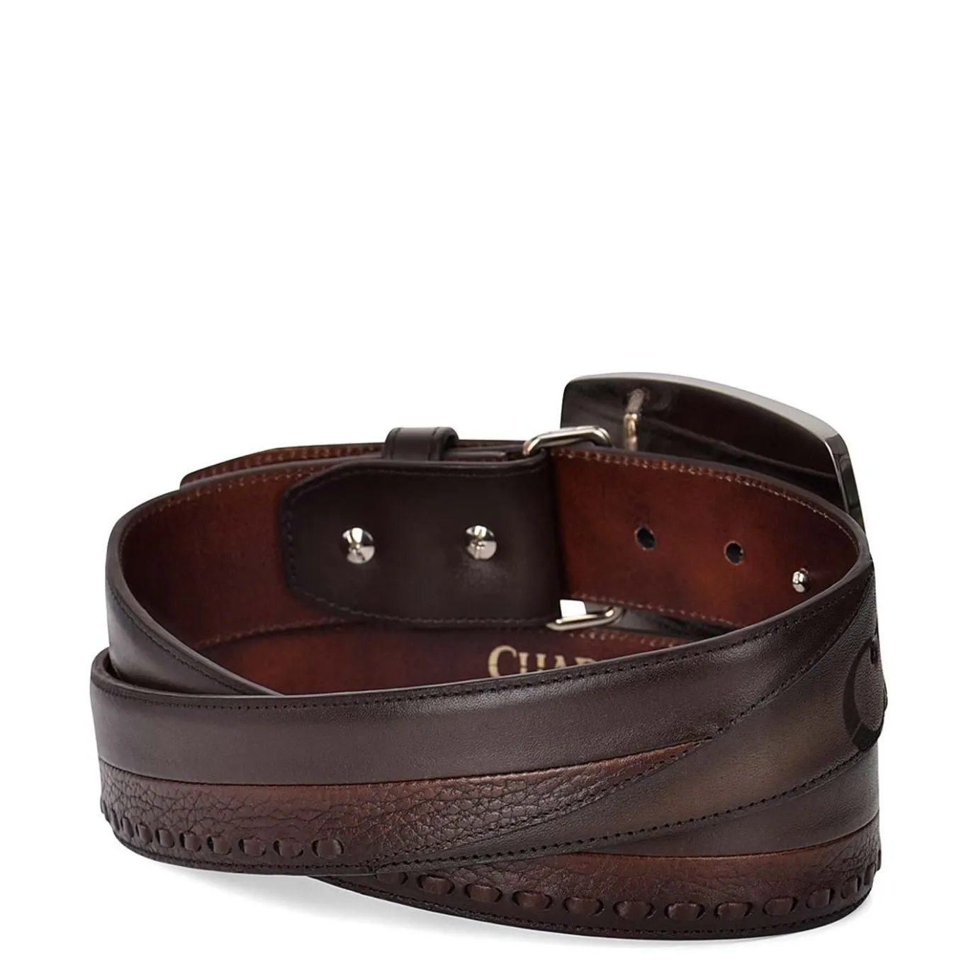 Men Cuadra Belts-Hand-Painted Chocolate Brown Leather Western Belt
