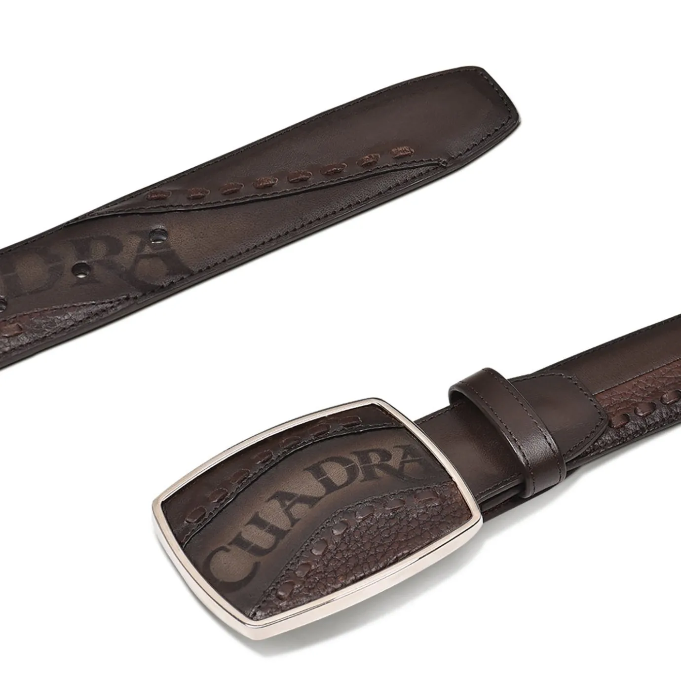 Men Cuadra Belts-Hand-Painted Chocolate Brown Leather Western Belt