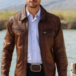 Men Cuadra Belts-Hand-Painted Chocolate Brown Leather Western Belt