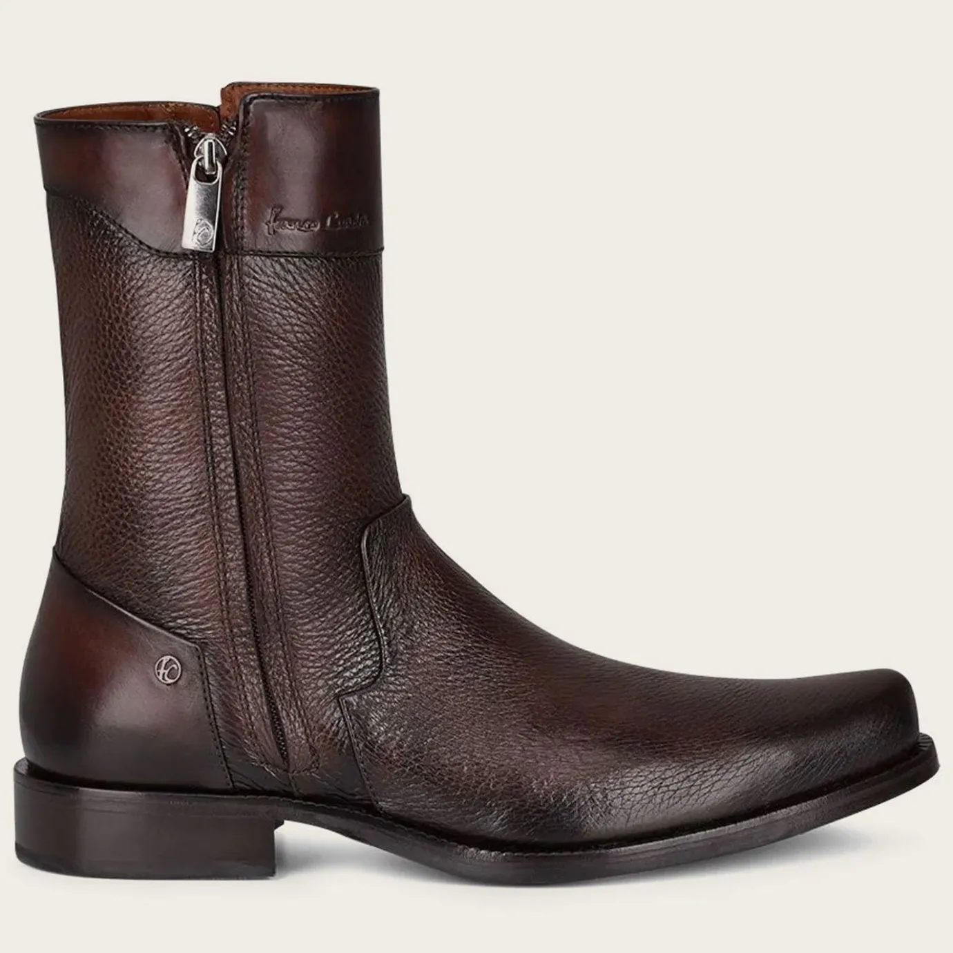 Men Cuadra Urban & Casual Boots-Hand-Painted Dark Brown Leather Boots By Franco