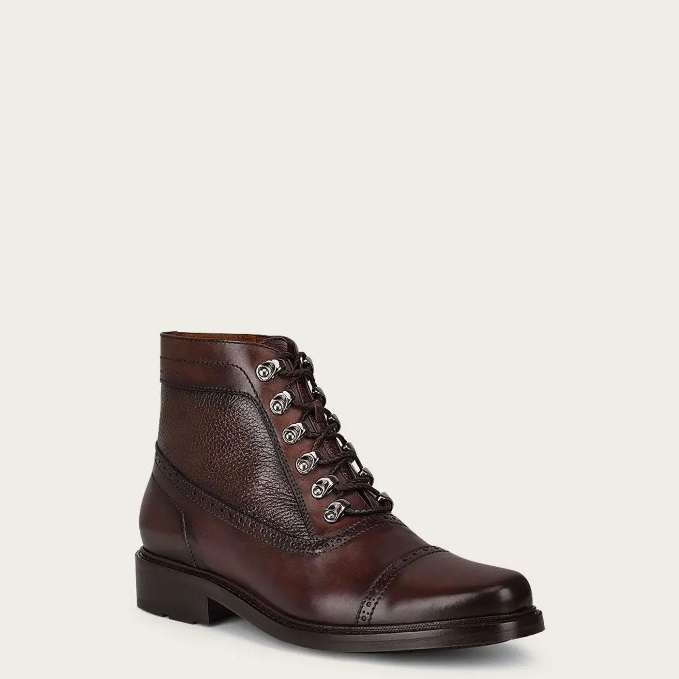 Men Cuadra Dress Boots-Hand-Painted Dark Brown Leather Ankle Boots By Franco