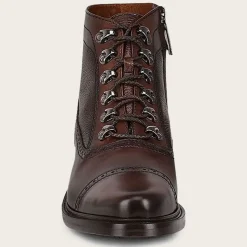 Men Cuadra Dress Boots-Hand-Painted Dark Brown Leather Ankle Boots By Franco