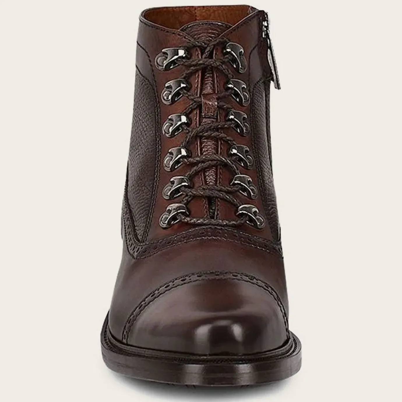 Men Cuadra Dress Boots-Hand-Painted Dark Brown Leather Ankle Boots By Franco