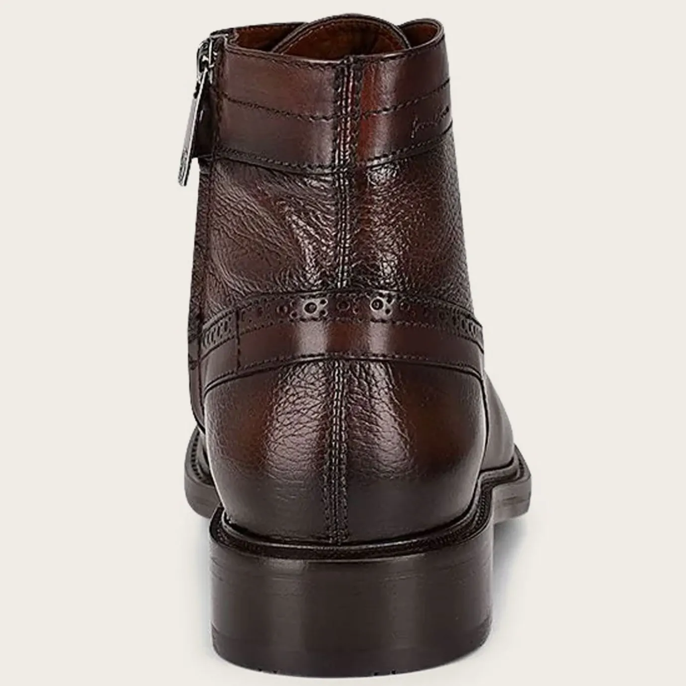 Men Cuadra Dress Boots-Hand-Painted Dark Brown Leather Ankle Boots By Franco