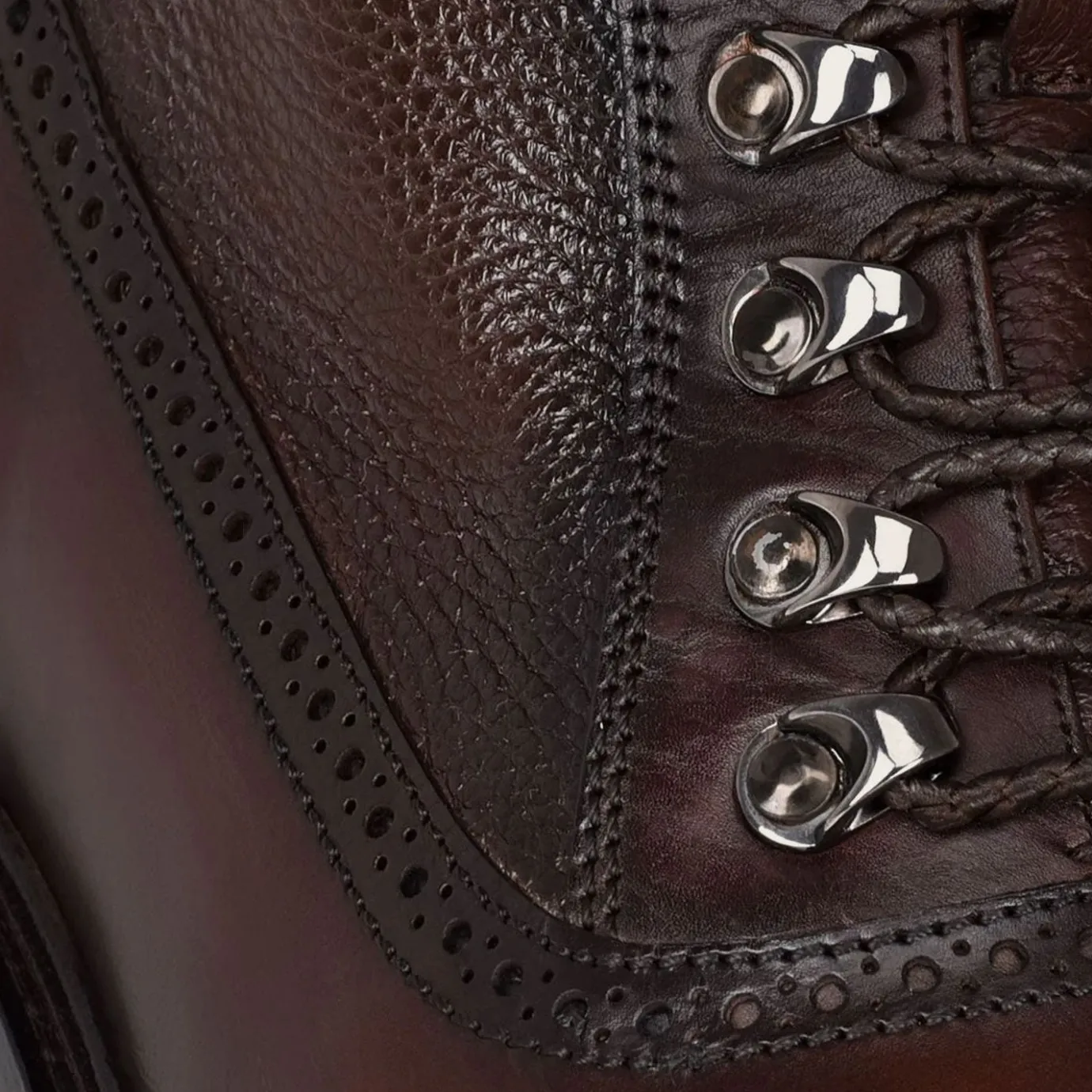 Men Cuadra Dress Boots-Hand-Painted Dark Brown Leather Ankle Boots By Franco