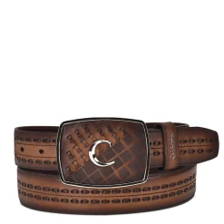 Men Cuadra Belts-Hand-Painted Engraved Honey Western Leather Belt